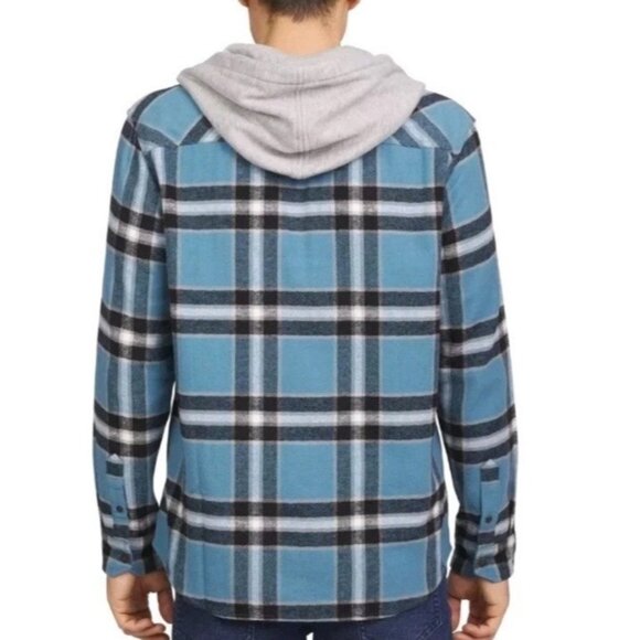 Quiksilver Men's Hooded Flannel Size Medium NWT Skater Y2K Grunge Look - Picture 1 of 6